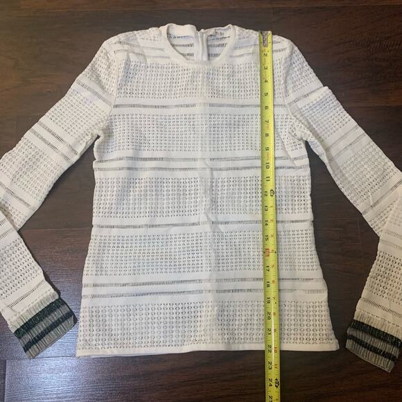 Tibi white long sleeve eyelete crewneck blouse size 0 - Picture 10 of 11